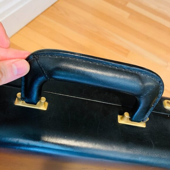 Coach Black Leather Hard Sided 4.5" Briefcase Rare Nos Vintage Made In The USA. - Picture 12 of 16